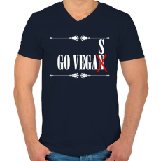 PRINTFASHION Hajrá Vega(n)s - Férfi V-nyakú póló - Sötétkék