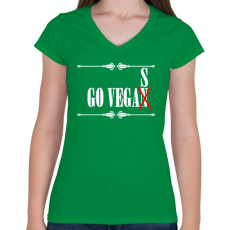 PRINTFASHION Hajrá Vega(n)s - Női V-nyakú póló - Zöld
