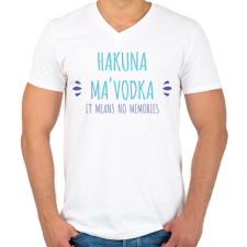 PRINTFASHION Hakuna Ma'vodka - Férfi V-nyakú póló - Fehér férfi póló