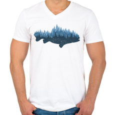 PRINTFASHION Hal az erdőben - Férfi V-nyakú póló - Fehér