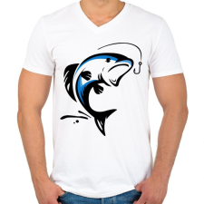 PRINTFASHION hal - Férfi V-nyakú póló - Fehér férfi póló