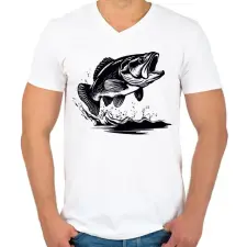 PRINTFASHION hal - Férfi V-nyakú póló - Fehér férfi póló