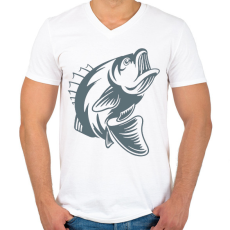 PRINTFASHION Hal/fish - Férfi V-nyakú póló - Fehér