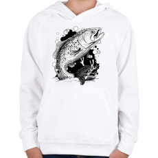 PRINTFASHION Hal - Gyerek kapucnis pulóver - Fehér