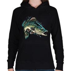 PRINTFASHION Hal - Női kapucnis pulóver - Fekete