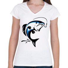 PRINTFASHION Hal - Női V-nyakú póló - Fehér