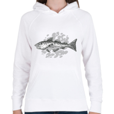 PRINTFASHION Halacska - Női kapucnis pulóver - Fehér női pulóver, kardigán