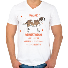 PRINTFASHION Halak - Bernáthegyi - Férfi V-nyakú póló - Fehér