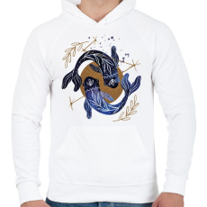 PRINTFASHION Halak - Férfi kapucnis pulóver - Fehér