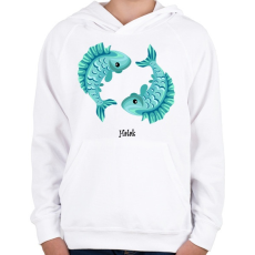 PRINTFASHION Halak - Gyerek kapucnis pulóver - Fehér