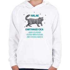 PRINTFASHION Halak - Karthauzi cica - Gyerek kapucnis pulóver - Fehér gyerek pulóver, kardigán