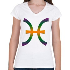 PRINTFASHION Halak - Női V-nyakú póló - Fehér női póló