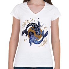 PRINTFASHION Halak - Női V-nyakú póló - Fehér