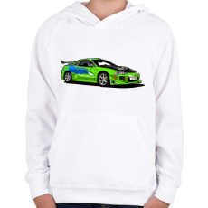 PRINTFASHION Halálos iramban - Gyerek kapucnis pulóver - Fehér