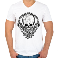 PRINTFASHION Halálsor - Férfi V-nyakú póló - Fehér