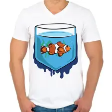PRINTFASHION Halas zsebminta - Férfi V-nyakú póló - Fehér férfi póló