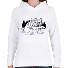 PRINTFASHION Halászó medve - Női kapucnis pulóver - Fehér