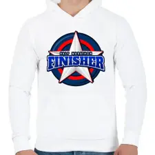 PRINTFASHION HALF MARATHON FINISHER 2 - Férfi kapucnis pulóver - Fehér férfi pulóver, kardigán