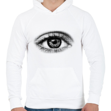 PRINTFASHION Halftone eye - Férfi kapucnis pulóver - Fehér férfi pulóver, kardigán