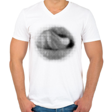 PRINTFASHION Halftone mouth - Férfi V-nyakú póló - Fehér férfi póló