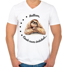 PRINTFASHION Hallom, csak nem érdekel... - Férfi V-nyakú póló - Fehér férfi póló