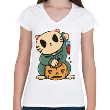 PRINTFASHION Hallooween story - Női V-nyakú póló - Fehér női póló