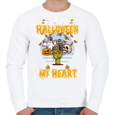 PRINTFASHION Halloween a szívemben - Férfi pulóver - Fehér férfi pulóver, kardigán