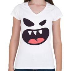 PRINTFASHION Halloween arc - Női V-nyakú póló - Fehér