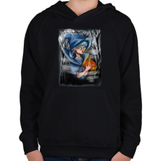 PRINTFASHION Halloween boszorkány - Gyerek kapucnis pulóver - Fekete