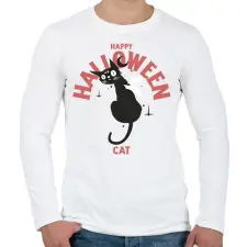 PRINTFASHION Halloween cat - Férfi hosszú ujjú póló - Fehér férfi póló