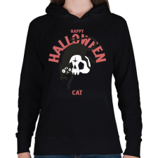 PRINTFASHION Halloween cat - Női kapucnis pulóver - Fekete női pulóver, kardigán