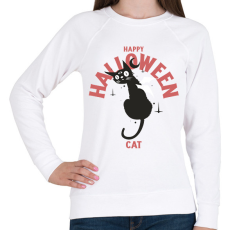 PRINTFASHION Halloween cat - Női pulóver - Fehér