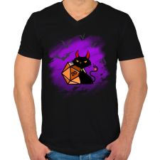 PRINTFASHION Halloween Cica - Férfi V-nyakú póló - Fekete férfi póló