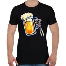 PRINTFASHION Halloween csontváz kéz sör - Férfi póló - Fekete