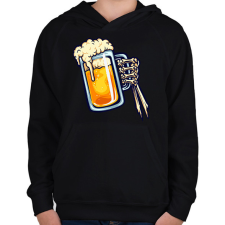 PRINTFASHION Halloween csontváz kéz sör - Gyerek kapucnis pulóver - Fekete gyerek pulóver, kardigán