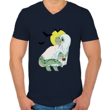 PRINTFASHION Halloween dínó - Férfi V-nyakú póló - Sötétkék férfi póló