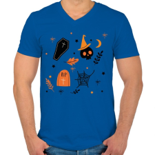 PRINTFASHION Halloween - Férfi V-nyakú póló - Királykék férfi póló