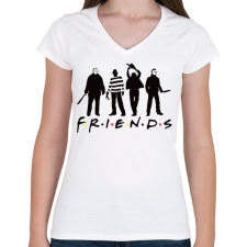 PRINTFASHION Halloween friends - Női V-nyakú póló - Fehér női póló