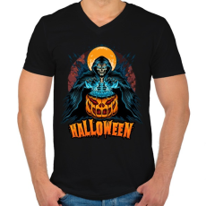 PRINTFASHION Halloween Grim Reaper - Férfi V-nyakú póló - Fekete