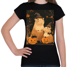 PRINTFASHION Halloween-i Capybara Család - Női póló - Fekete
