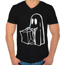 PRINTFASHION Halloween-i szellem - Férfi V-nyakú póló - Fekete