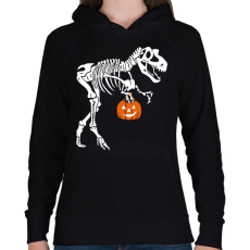 PRINTFASHION Halloween-i T-rex - Női kapucnis pulóver - Fekete