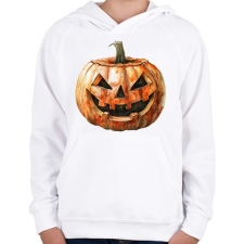 PRINTFASHION Halloween-i töklámpás - Gyerek kapucnis pulóver - Fehér gyerek pulóver, kardigán