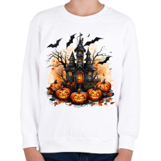 PRINTFASHION Halloween kastély - Gyerek pulóver - Fehér