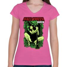 PRINTFASHION Halloween királynő - Női V-nyakú póló - Rózsaszín női póló