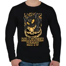 PRINTFASHION HALLOWEEN KITTY - Férfi hosszú ujjú póló - Fekete férfi póló