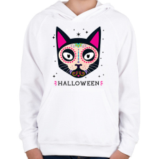 PRINTFASHION HALLOWEEN MACSKA - Gyerek kapucnis pulóver - Fehér