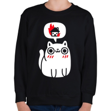 PRINTFASHION Halloween macska - Gyerek pulóver - Fekete gyerek pulóver, kardigán