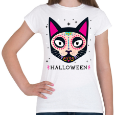 PRINTFASHION HALLOWEEN MACSKA - Női póló - Fehér női póló