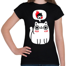 PRINTFASHION Halloween macska - Női póló - Fekete